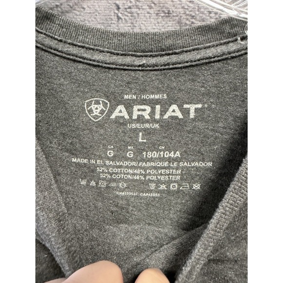 Ariat T Shirt Mens Large Gray Red White Blue USA Graphic Short Sleeve Country - Picture 3 of 9